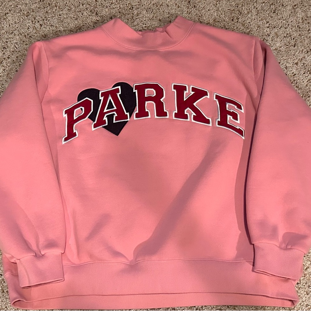 PARKE VALENTINE DAY DROP 2026 Pink Sweatshirt with black heart.